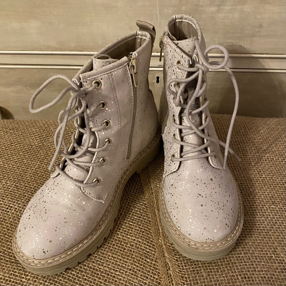 Girls CUPCAKE COUTURE Speckled Zip/Lace Up Ella Boots Size 4M